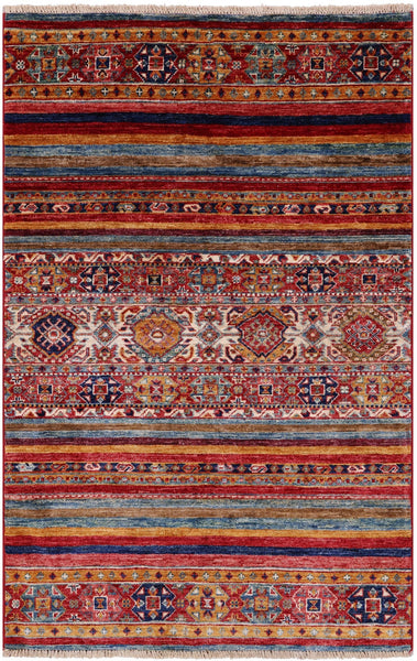 Khorjin Persian Gabbeh Hand Knotted Wool Rug - 3' 3" X 4' 11" - Golden Nile