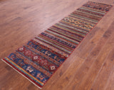 Tribal Persian Gabbeh Handmade Wool Runner Rug - 2' 6" X 11' 1" - Golden Nile