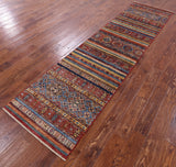 Khorjin Persian Gabbeh Handmade Wool Runner Rug - 2' 7" X 10' 3" - Golden Nile