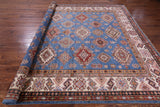 Blue Super Kazak Hand Knotted Wool Rug - 8' 11" X 12' 2" - Golden Nile