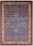 Blue Super Kazak Hand Knotted Wool Rug - 8' 11" X 12' 2" - Golden Nile