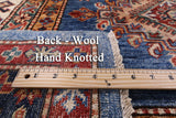 Blue Super Kazak Hand Knotted Wool Rug - 8' 11" X 12' 2" - Golden Nile