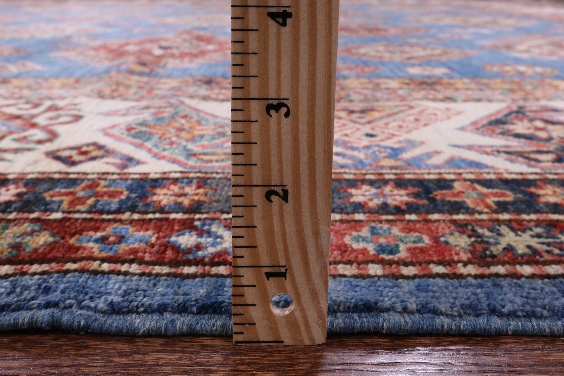 Blue Super Kazak Hand Knotted Wool Rug - 8' 11" X 12' 2" - Golden Nile