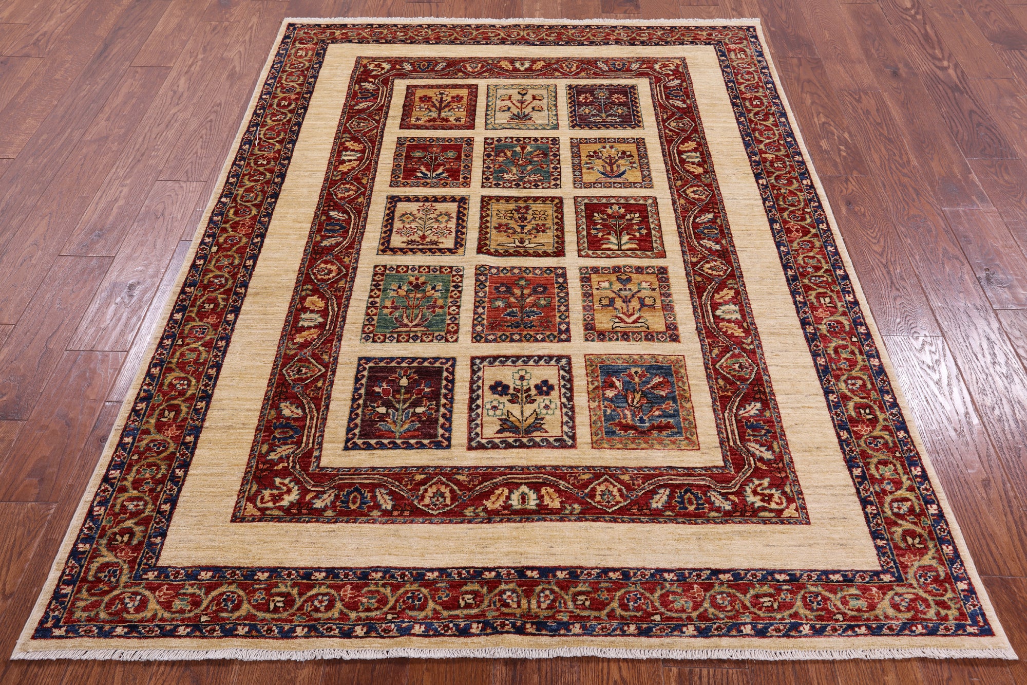 Ivory Garden Design Persian Hand Knotted Wool Rug - 4' 10" X 6' 7" - Golden Nile