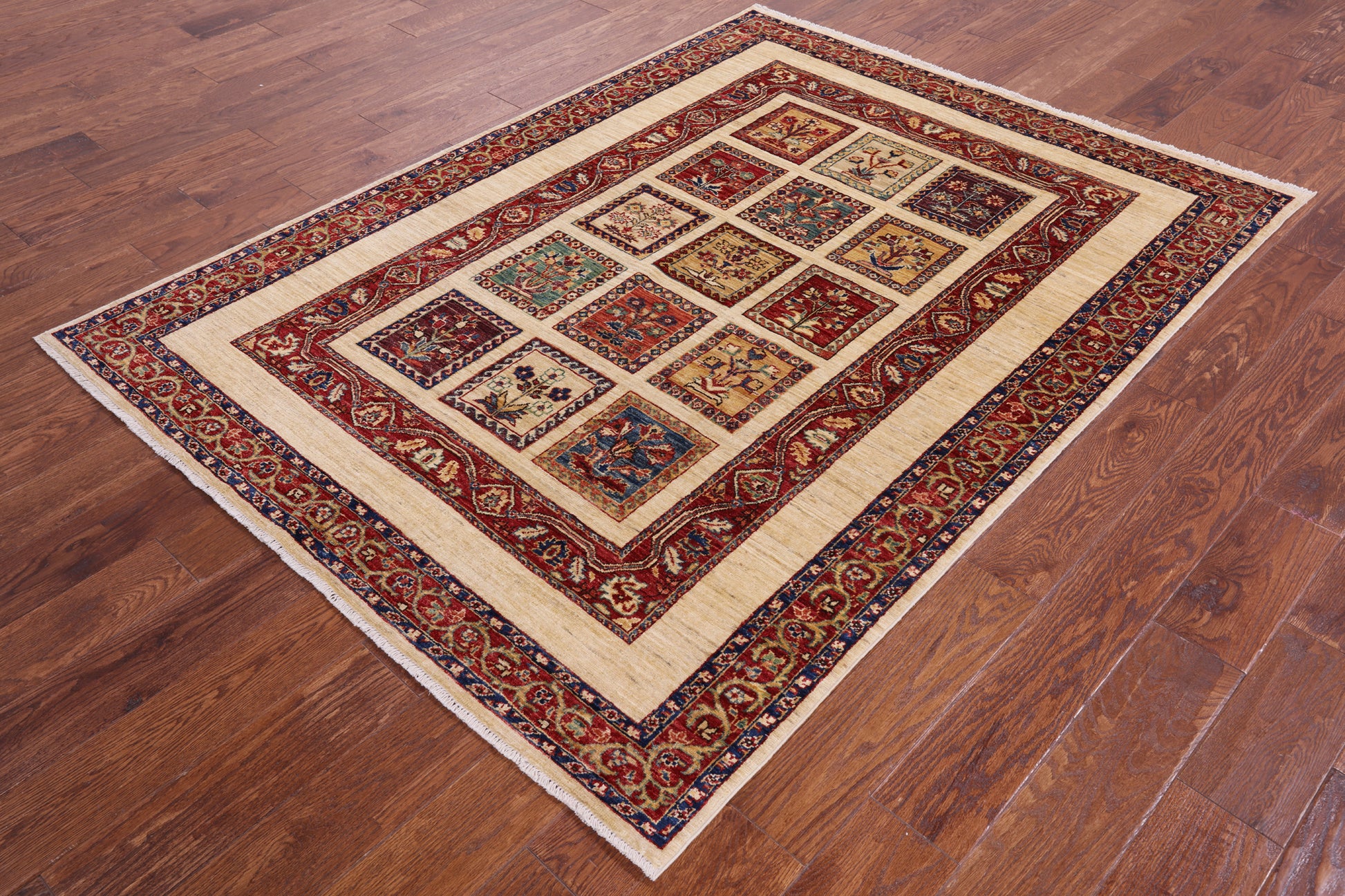 Ivory Garden Design Persian Hand Knotted Wool Rug - 4' 10" X 6' 7" - Golden Nile