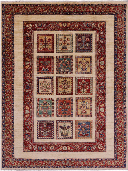 Ivory Garden Design Persian Hand Knotted Wool Rug - 4' 10" X 6' 7" - Golden Nile