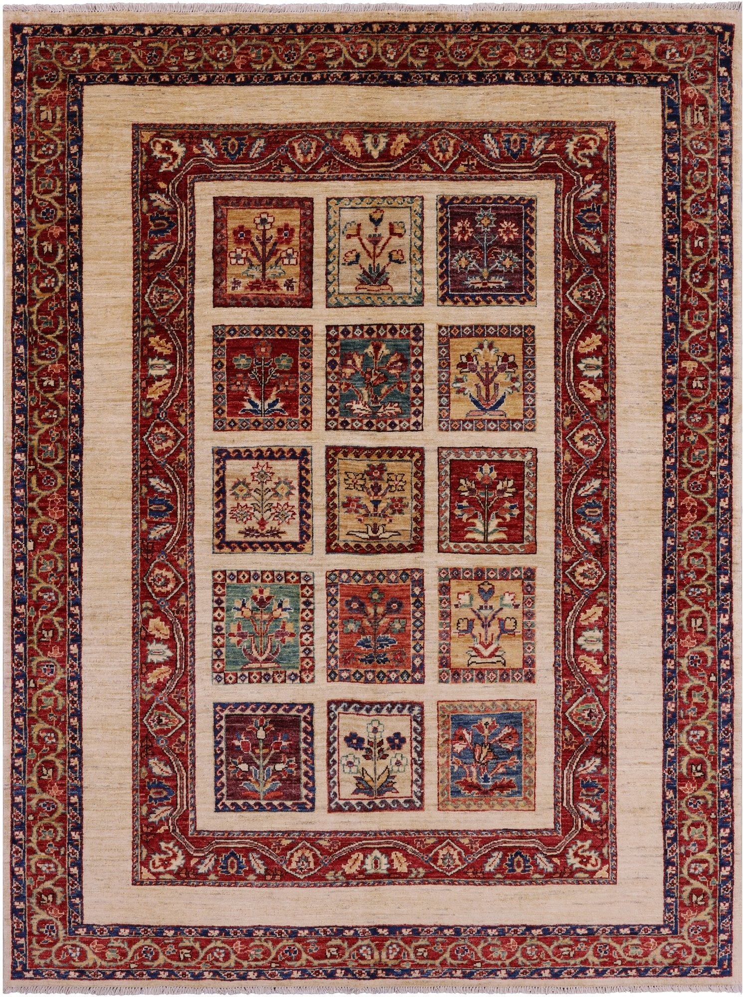 Ivory Garden Design Persian Hand Knotted Wool Rug - 4' 10" X 6' 7" - Golden Nile