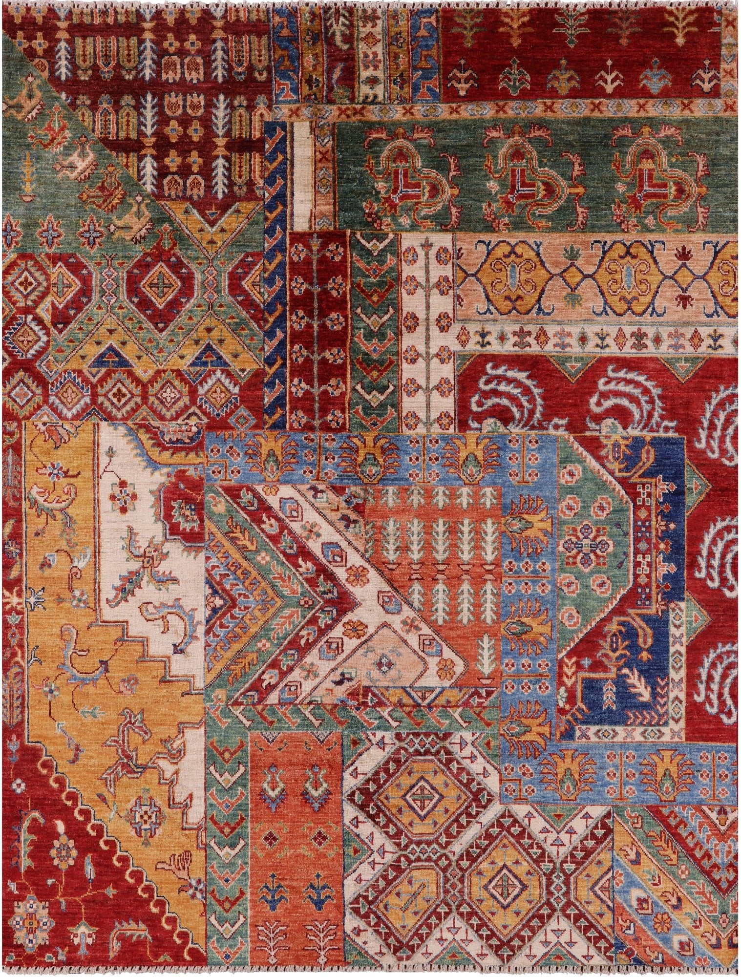 Super Kazak Hand Knotted Wool Rug - 5' 0" X 6' 5" - Golden Nile