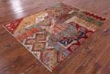 Super Kazak Hand Knotted Wool Rug - 5' 0" X 6' 5" - Golden Nile