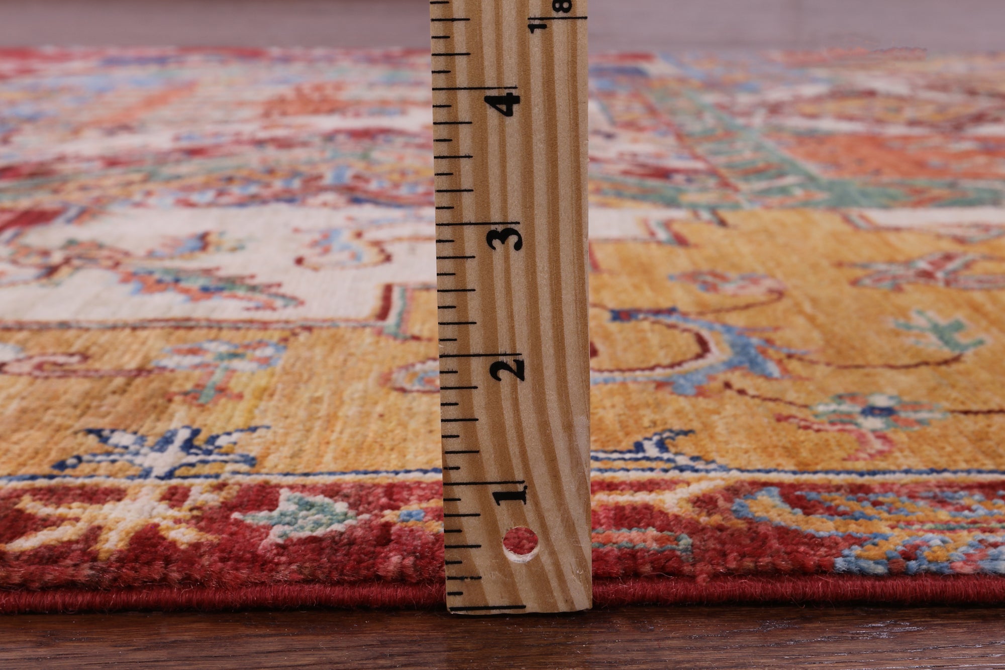 Super Kazak Hand Knotted Wool Rug - 5' 0" X 6' 5" - Golden Nile
