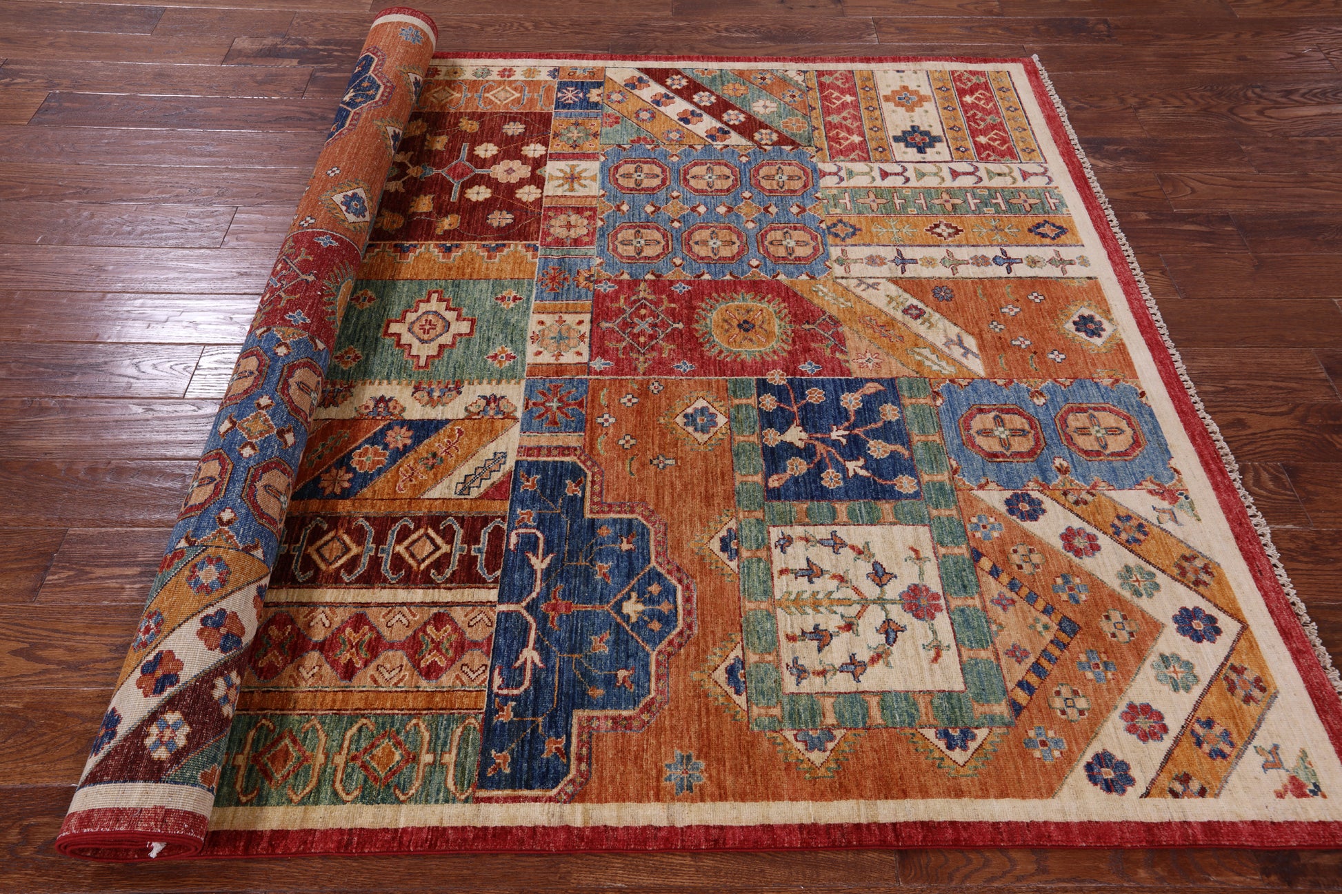 Super Kazak Hand Knotted Wool Rug - 5' 11" X 8' 0" - Golden Nile