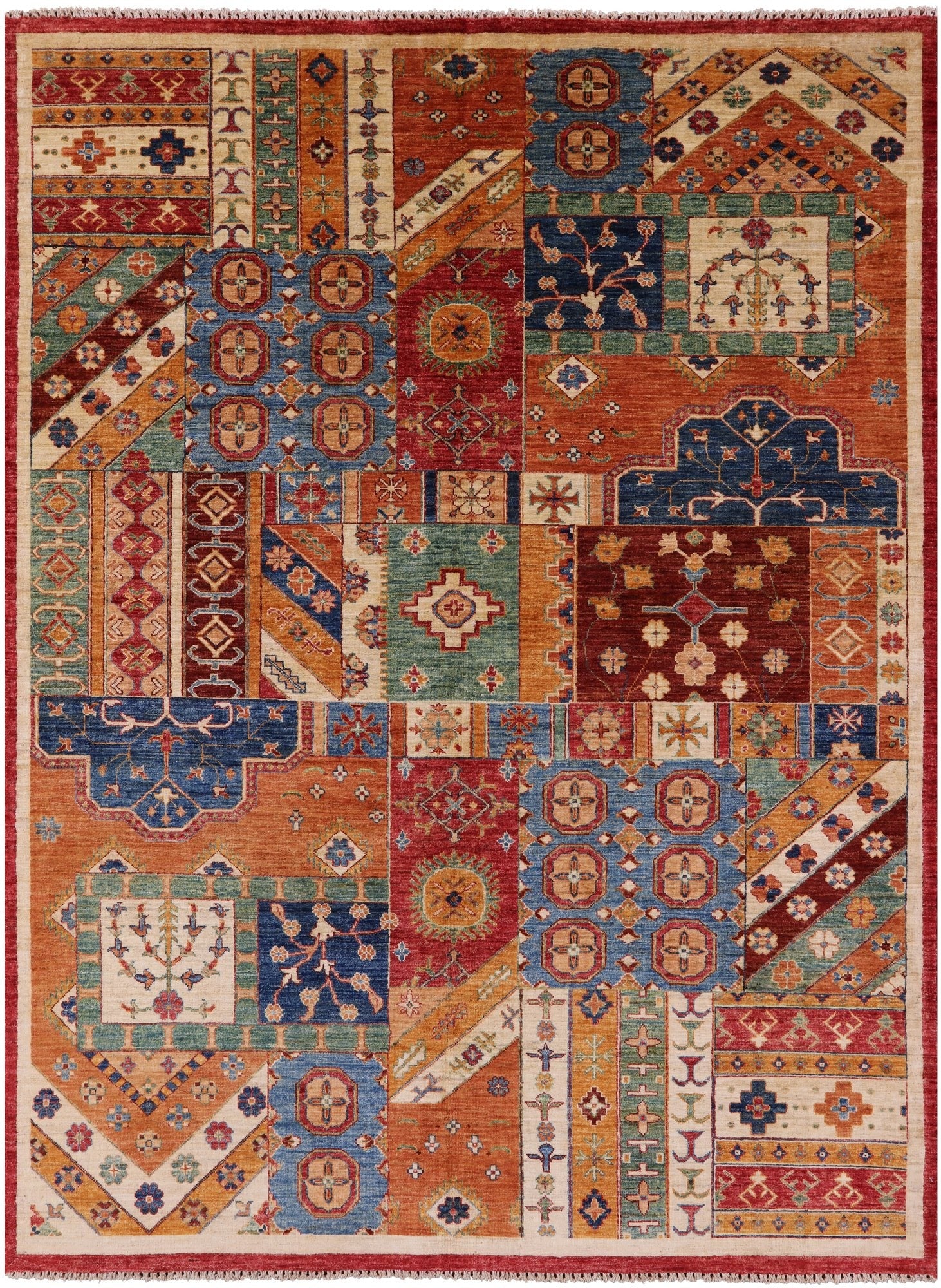 Super Kazak Hand Knotted Wool Rug - 5' 11" X 8' 0" - Golden Nile