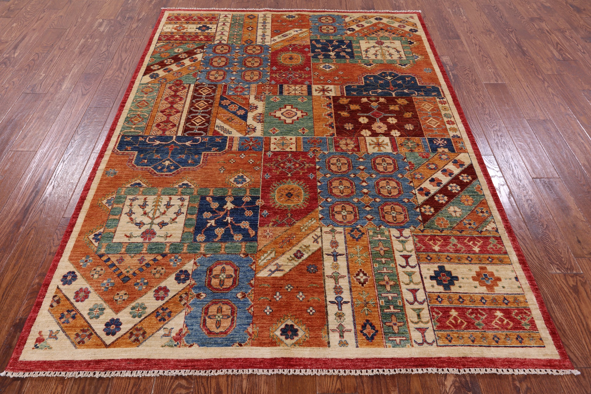 Super Kazak Hand Knotted Wool Rug - 5' 11" X 8' 0" - Golden Nile