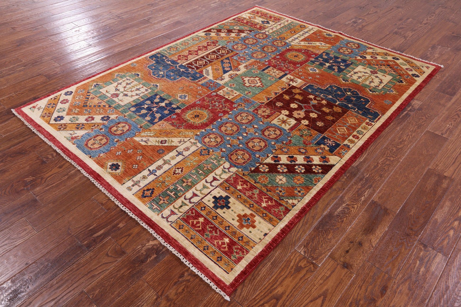 Super Kazak Hand Knotted Wool Rug - 5' 11" X 8' 0" - Golden Nile