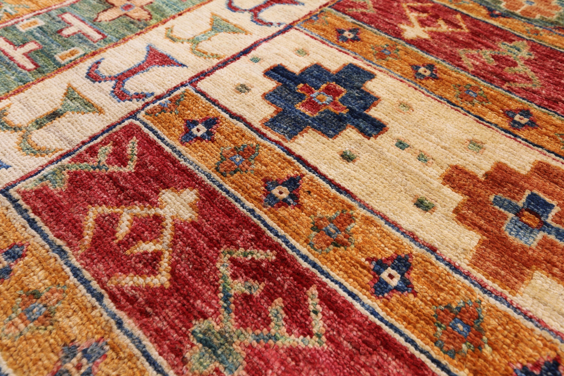 Super Kazak Hand Knotted Wool Rug - 5' 11" X 8' 0" - Golden Nile