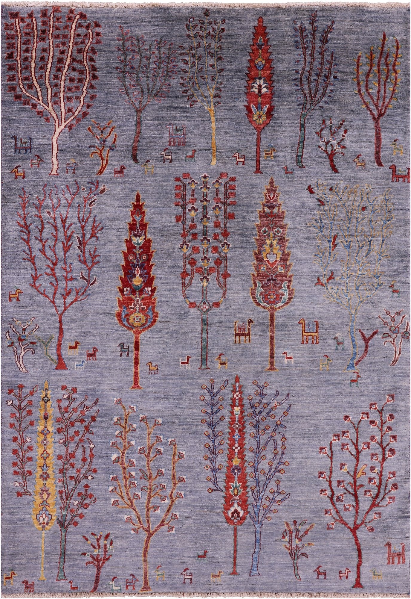 Tribal Persian Gabbeh Handmade Wool Rug - 4' 7" X 6' 6" - Golden Nile