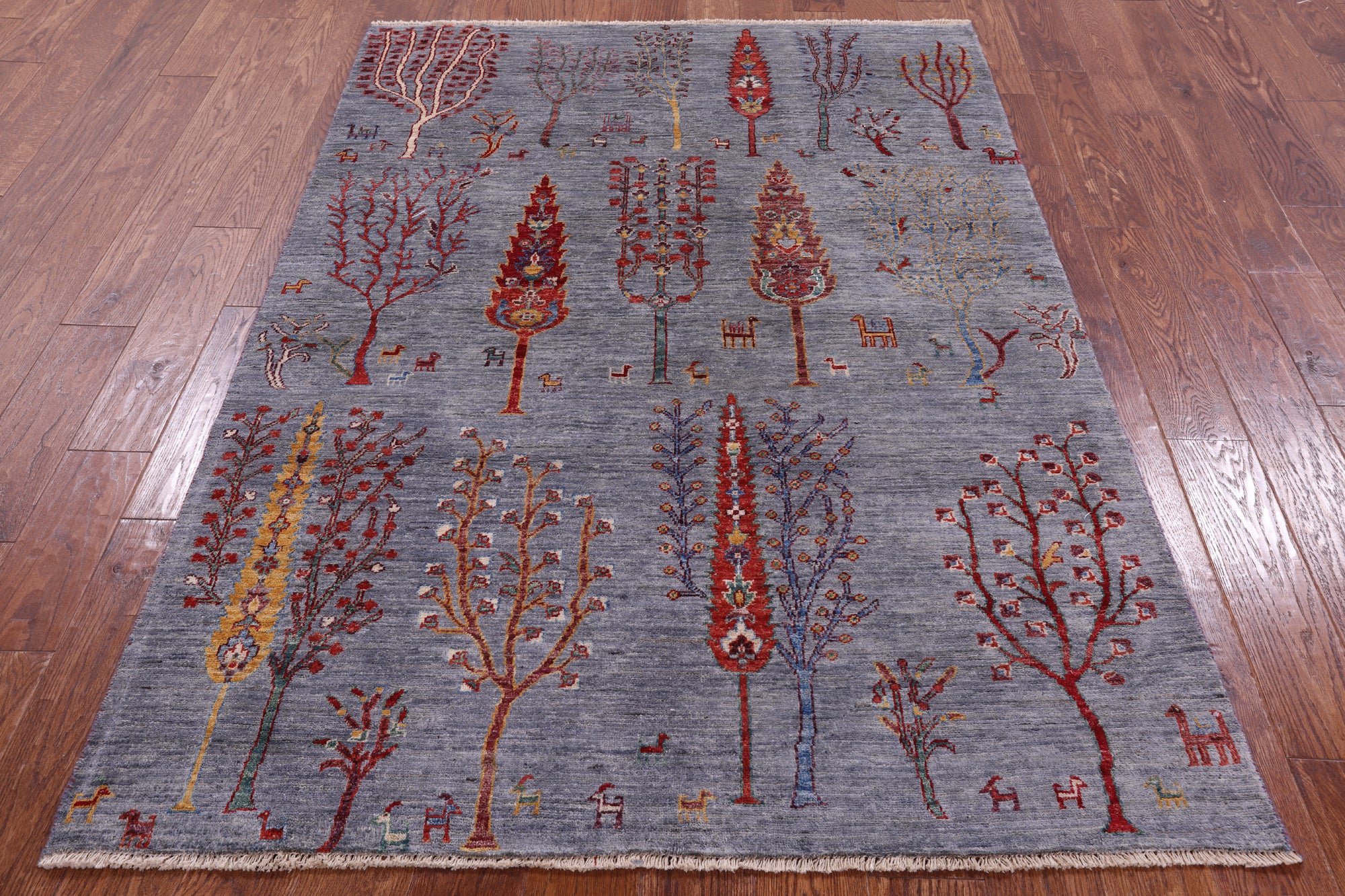Tribal Persian Gabbeh Handmade Wool Rug - 4' 7" X 6' 6" - Golden Nile