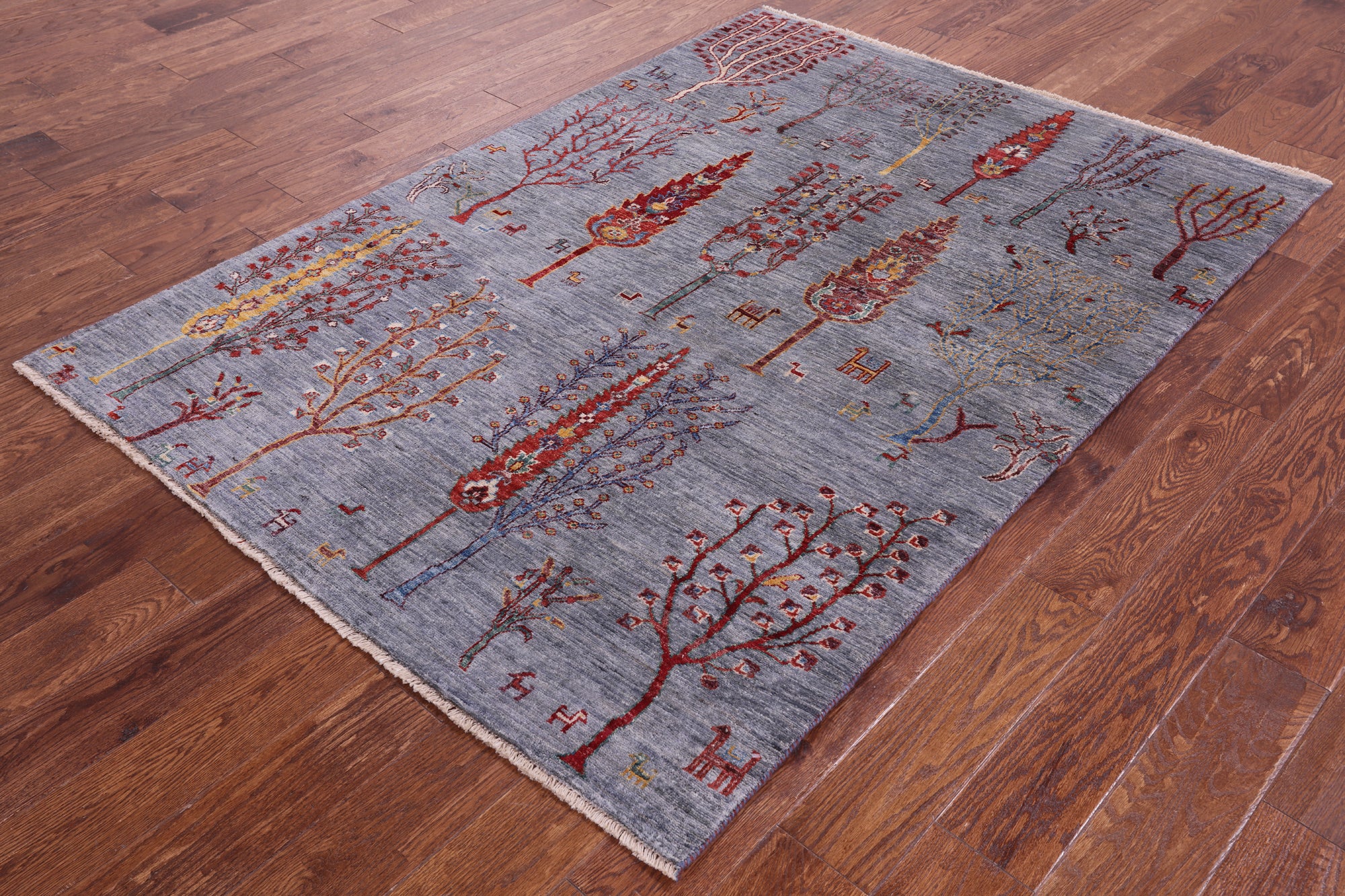 Tribal Persian Gabbeh Handmade Wool Rug - 4' 7" X 6' 6" - Golden Nile