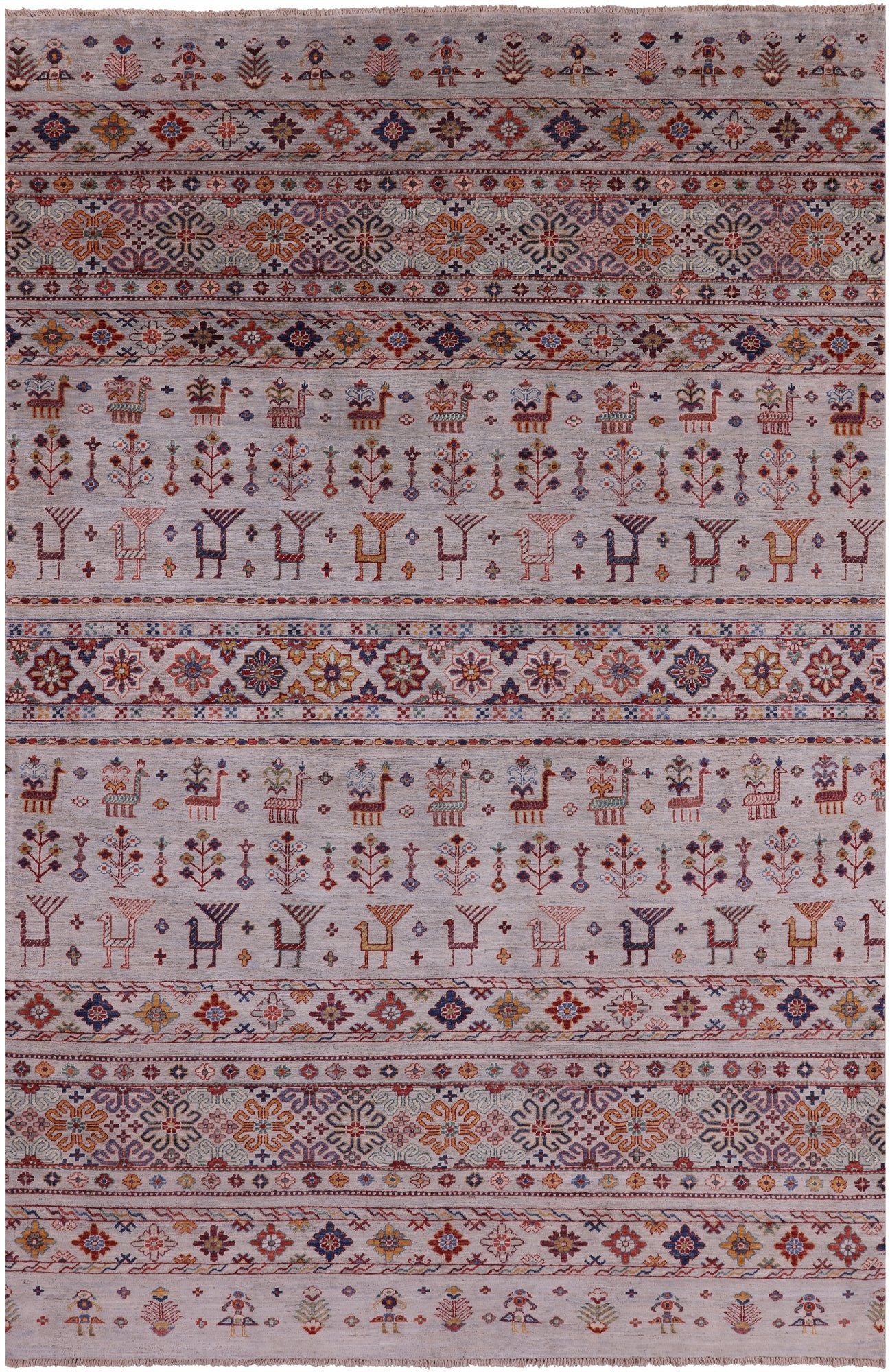 Tribal Persian Gabbeh Hand Knotted Wool Rug - 6' 3" X 9' 8" - Golden Nile