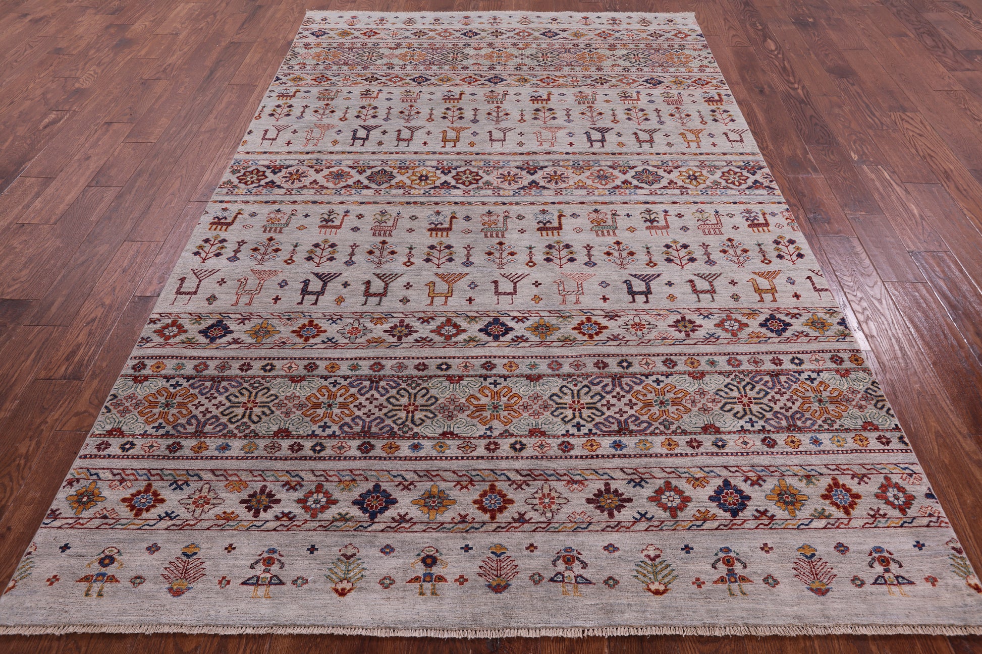 Tribal Persian Gabbeh Hand Knotted Wool Rug - 6' 3" X 9' 8" - Golden Nile