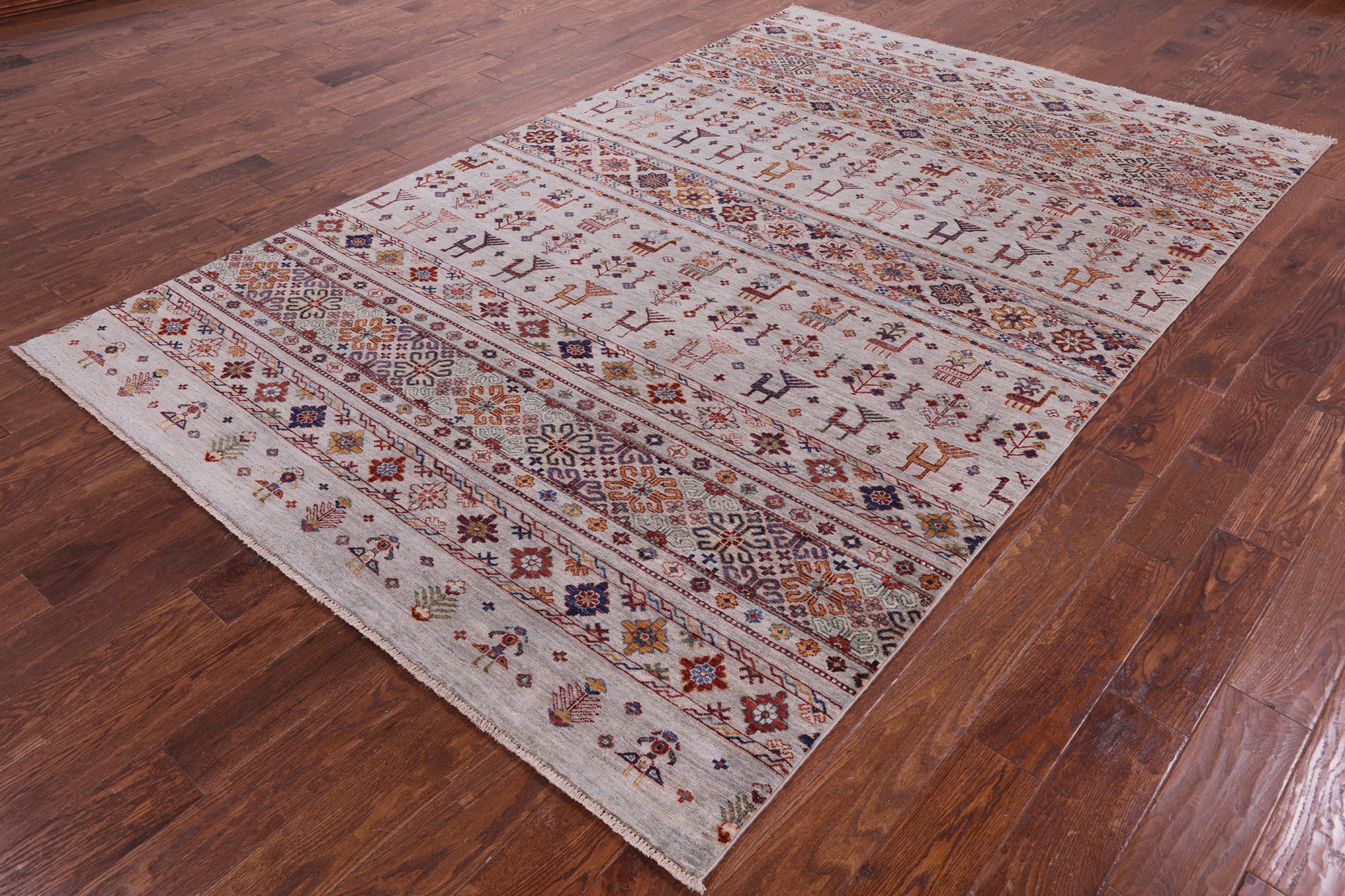 Tribal Persian Gabbeh Hand Knotted Wool Rug - 6' 3" X 9' 8" - Golden Nile