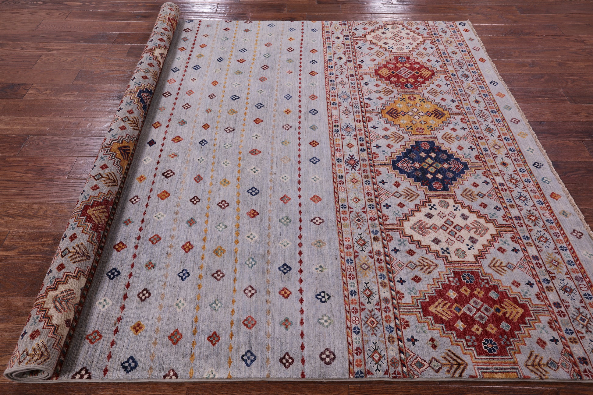 Khorjin Persian Gabbeh Hand Knotted Wool Rug - 6' 9" X 8' 1" - Golden Nile