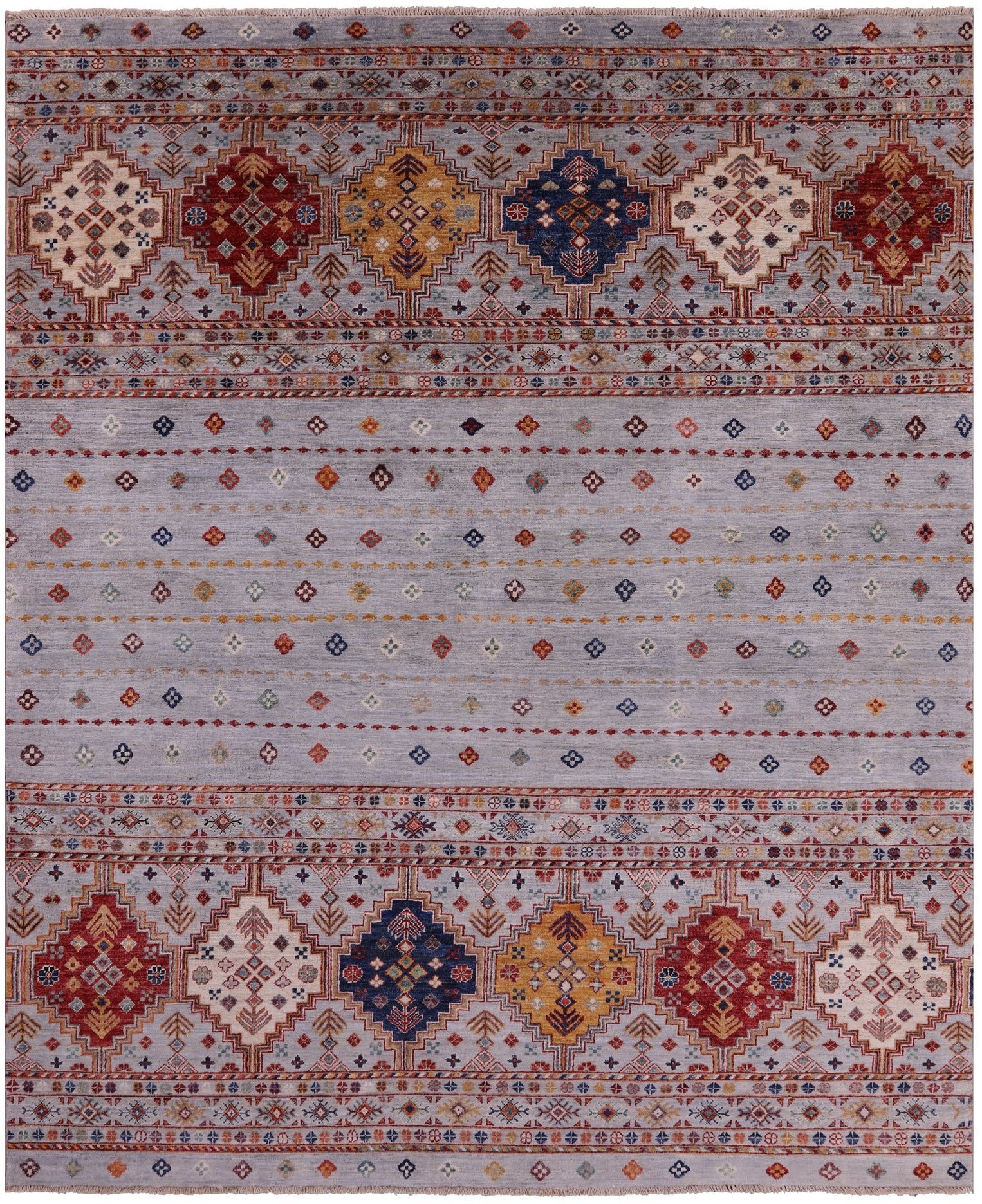 Khorjin Persian Gabbeh Hand Knotted Wool Rug - 6' 9" X 8' 1" - Golden Nile