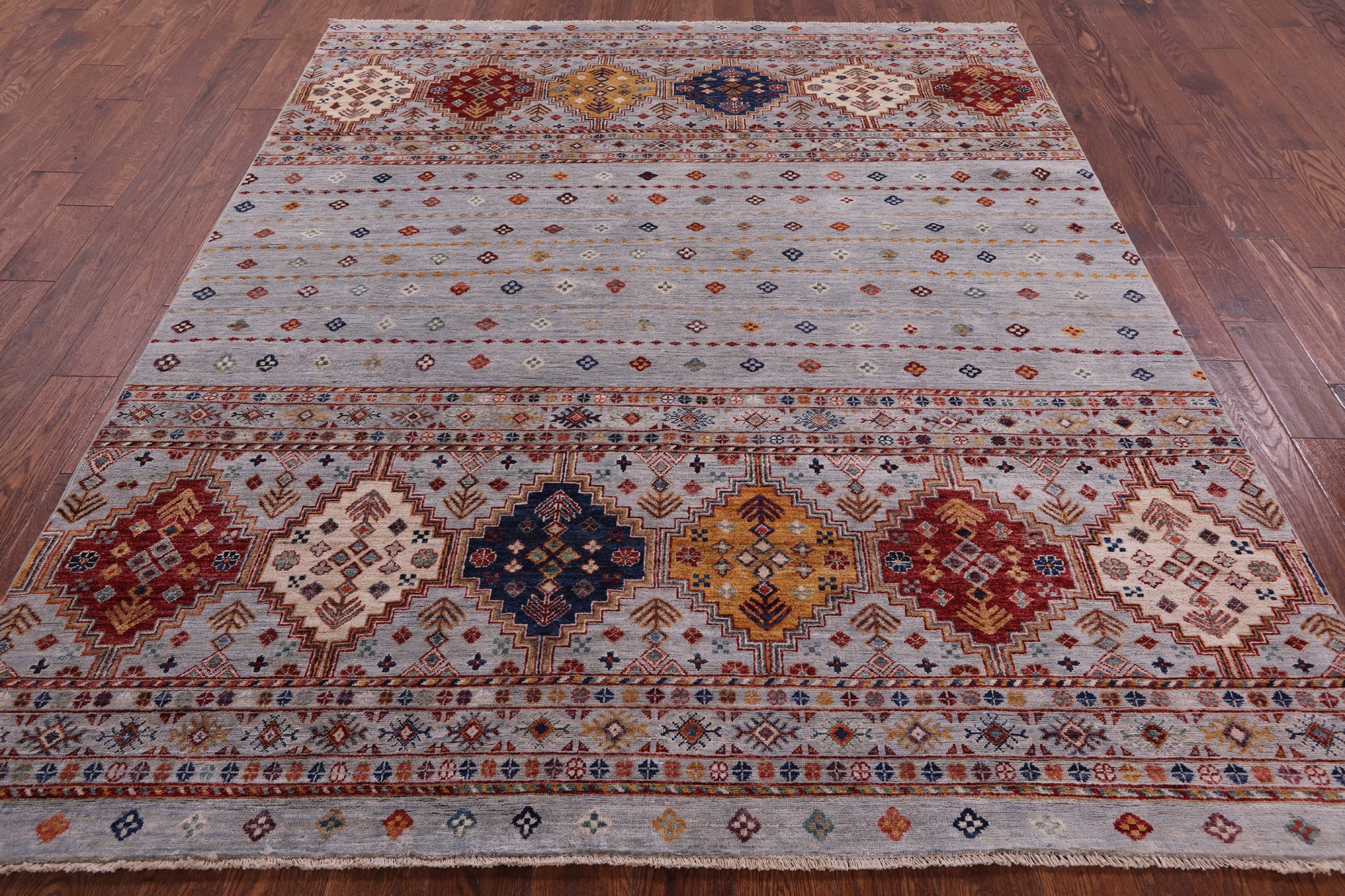 Khorjin Persian Gabbeh Hand Knotted Wool Rug - 6' 9" X 8' 1" - Golden Nile