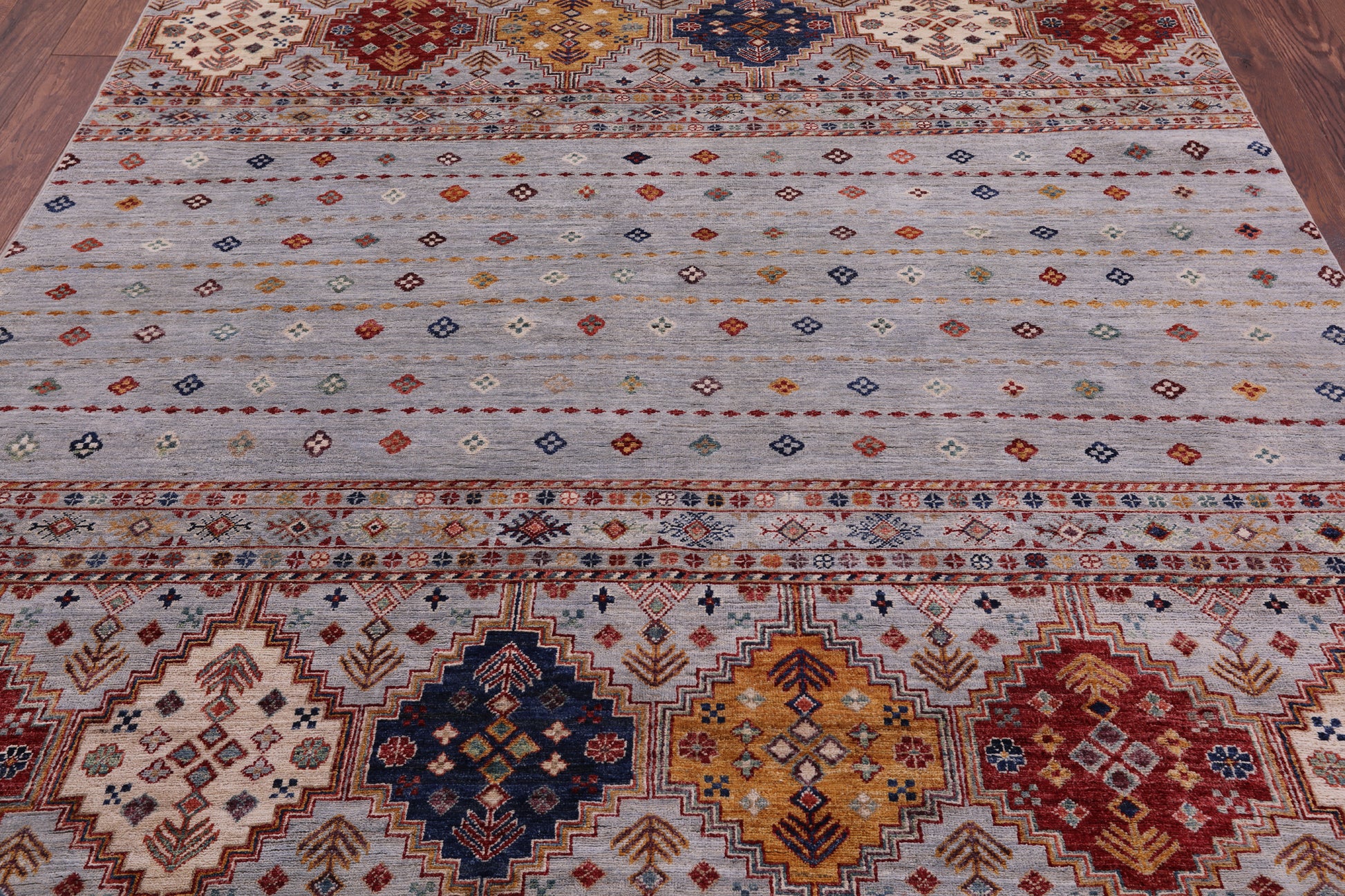 Khorjin Persian Gabbeh Hand Knotted Wool Rug - 6' 9" X 8' 1" - Golden Nile