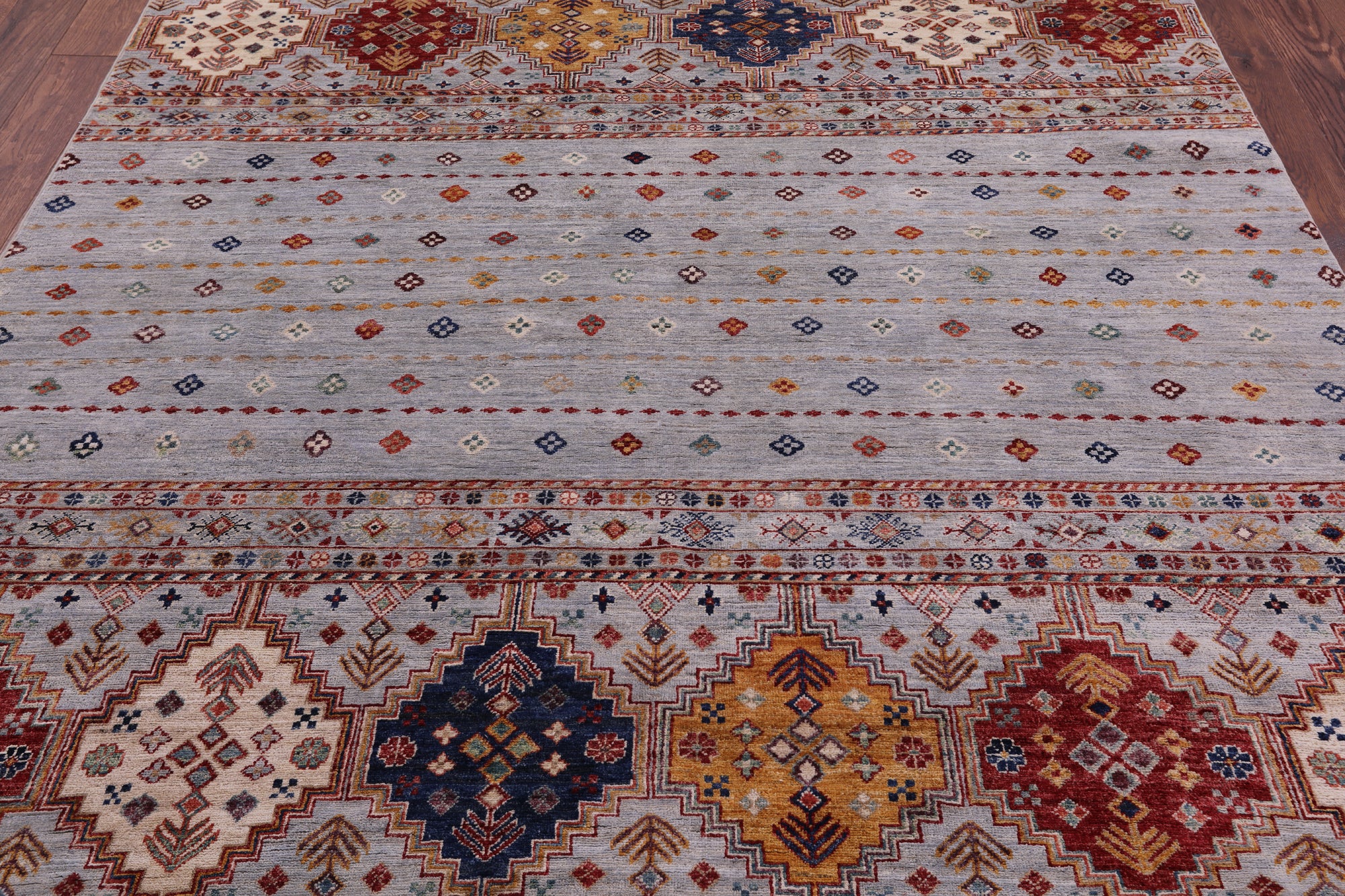 Khorjin Persian Gabbeh Hand Knotted Wool Rug - 6' 9" X 8' 1" - Golden Nile