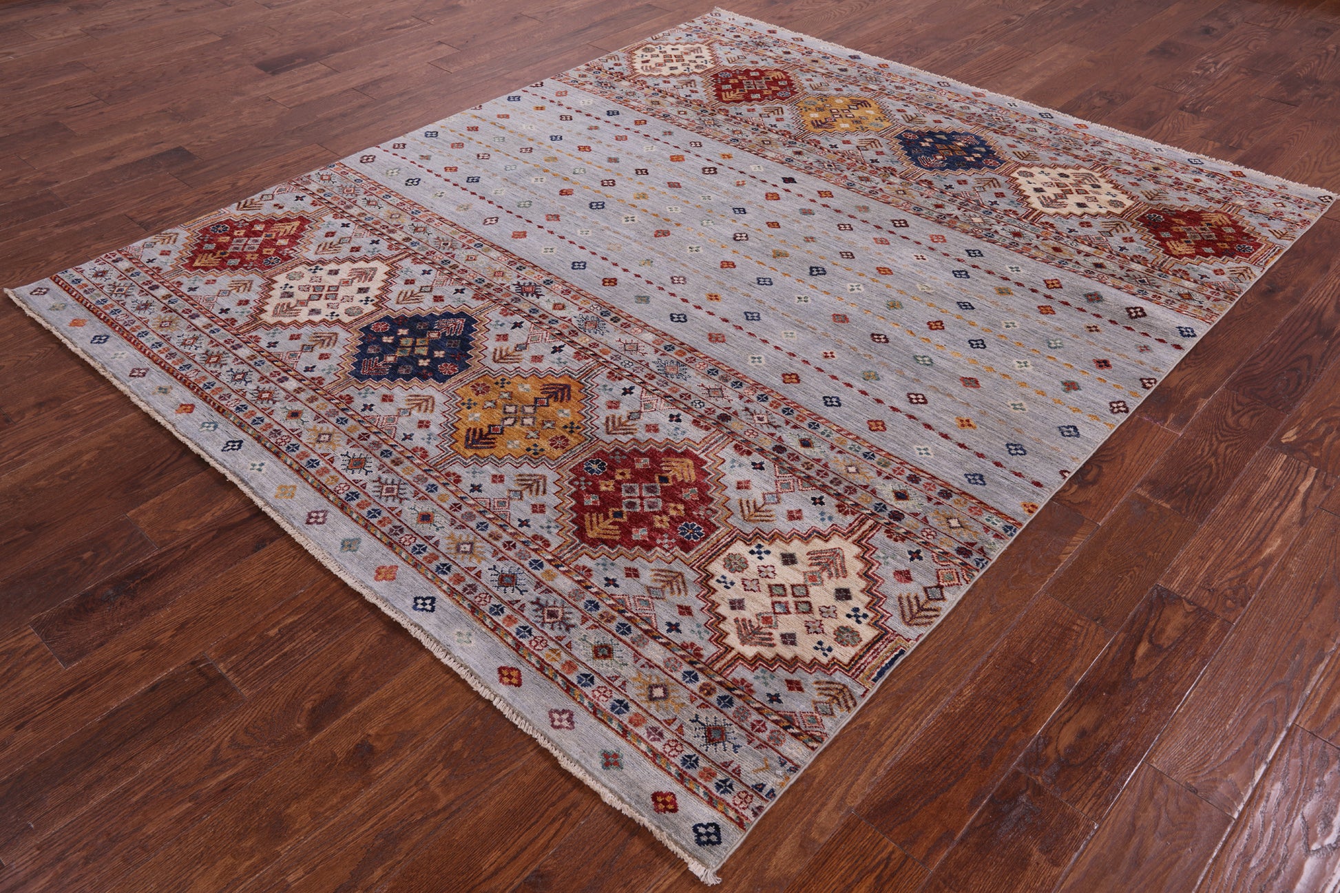 Khorjin Persian Gabbeh Hand Knotted Wool Rug - 6' 9" X 8' 1" - Golden Nile