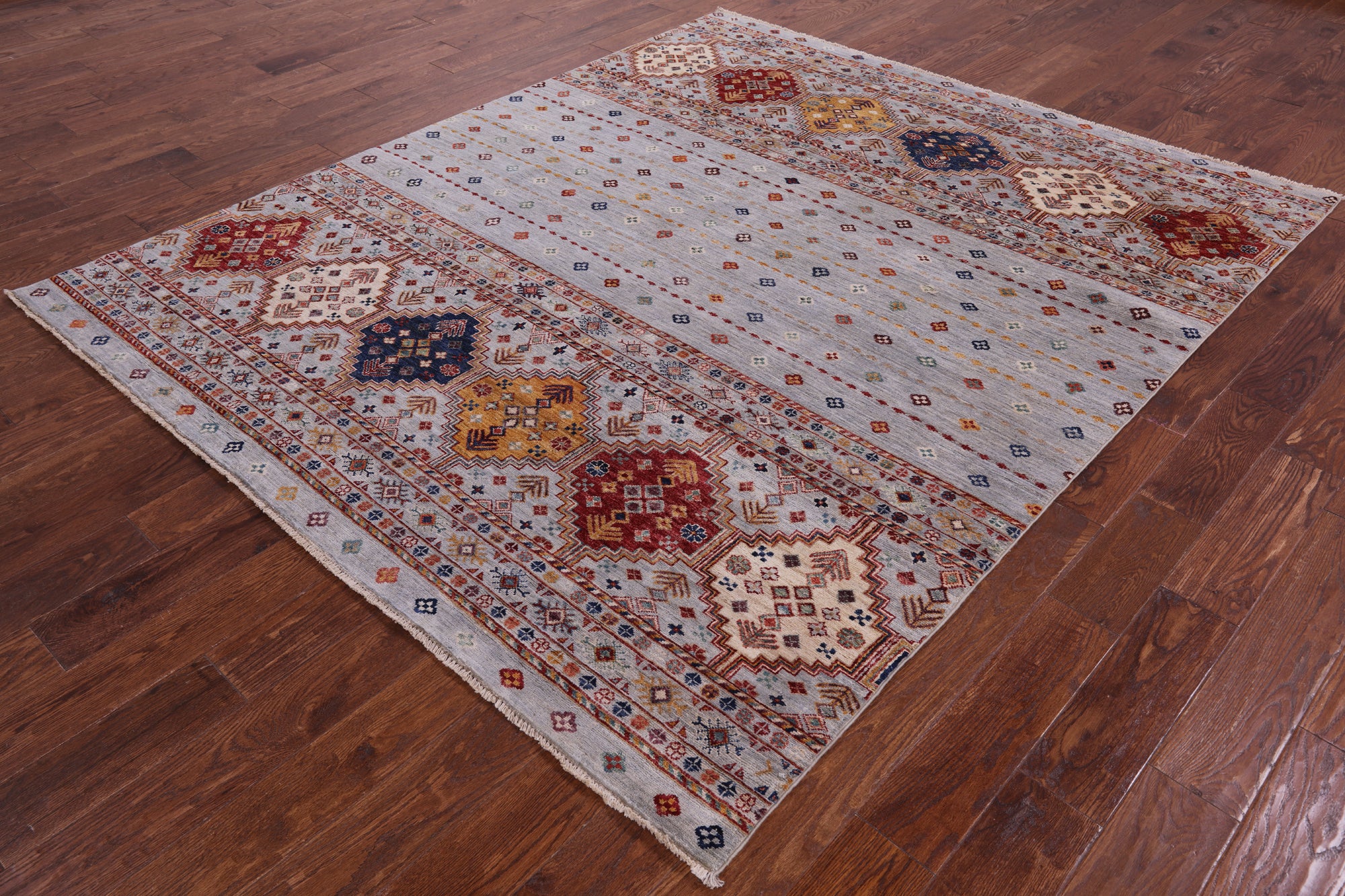 Khorjin Persian Gabbeh Hand Knotted Wool Rug - 6' 9" X 8' 1" - Golden Nile