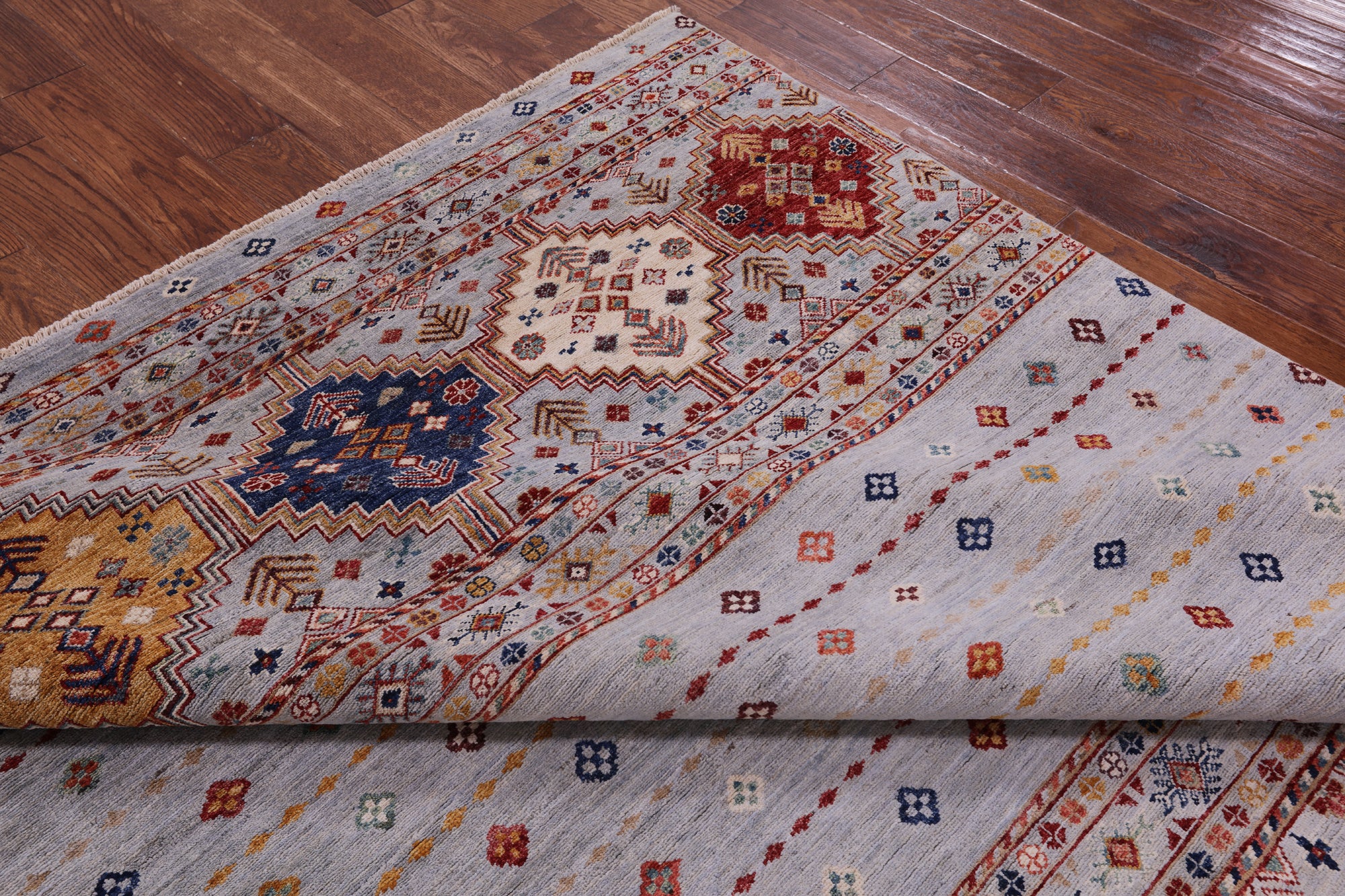 Khorjin Persian Gabbeh Hand Knotted Wool Rug - 6' 9" X 8' 1" - Golden Nile