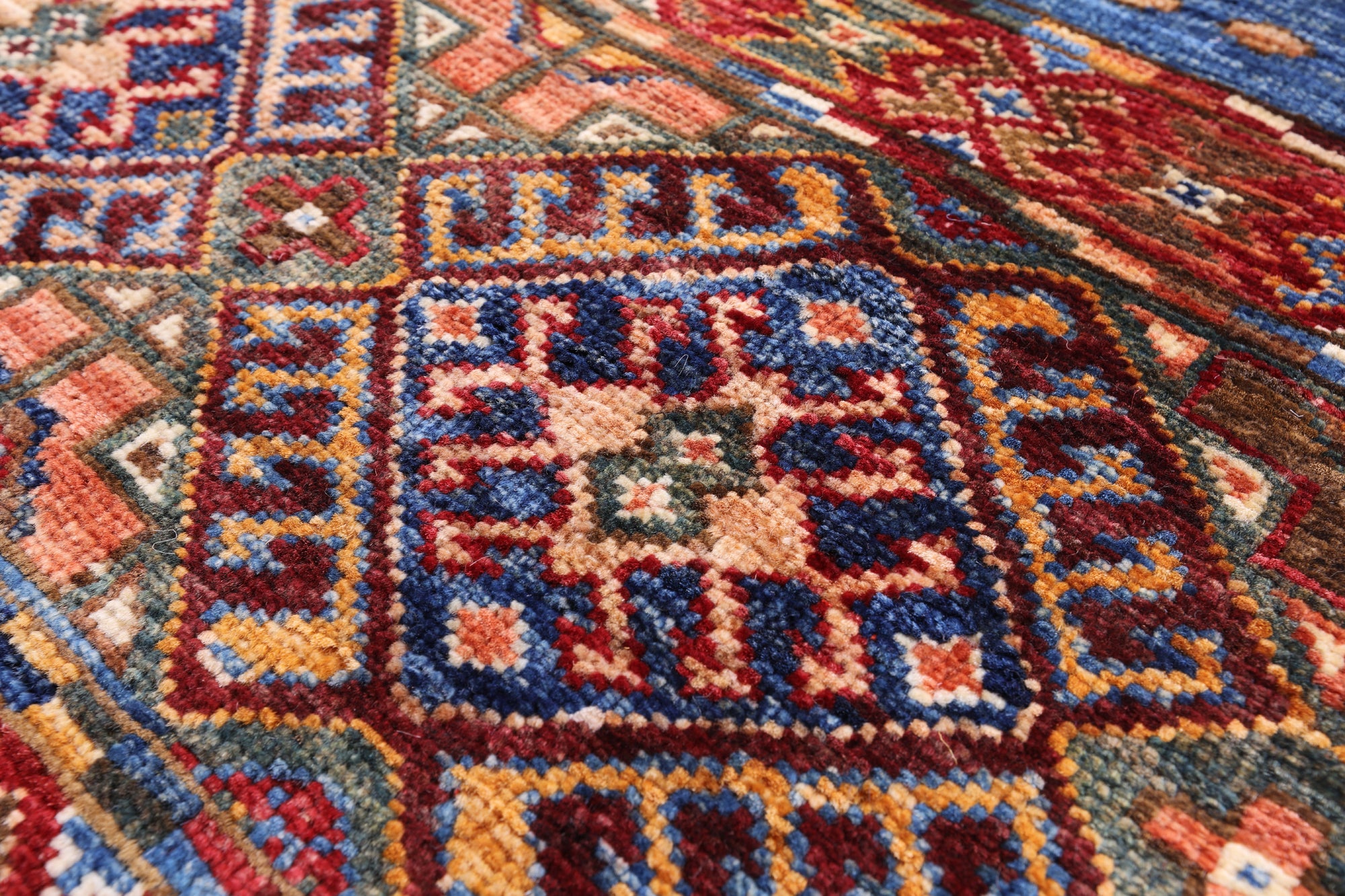 Blue Khorjin Persian Gabbeh Hand Knotted Wool Rug - 4' 3" X 5' 5" - Golden Nile