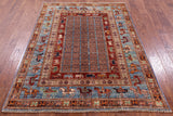 Antiqued Pazyryk Historical Design Handmade Wool Rug - 4' 10" X 6' 6" - Golden Nile