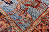 Antiqued Pazyryk Historical Design Handmade Wool Rug - 4' 10" X 6' 6" - Golden Nile