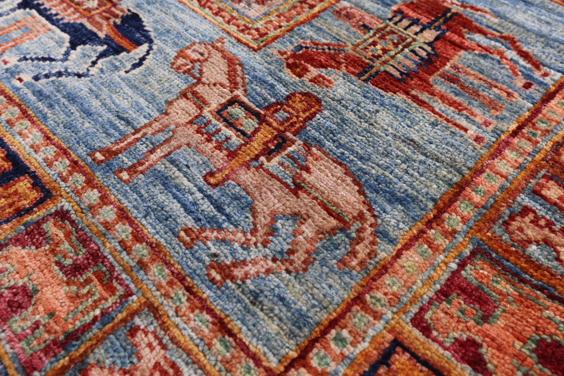 Antiqued Pazyryk Historical Design Handmade Wool Rug - 4' 10" X 6' 6" - Golden Nile