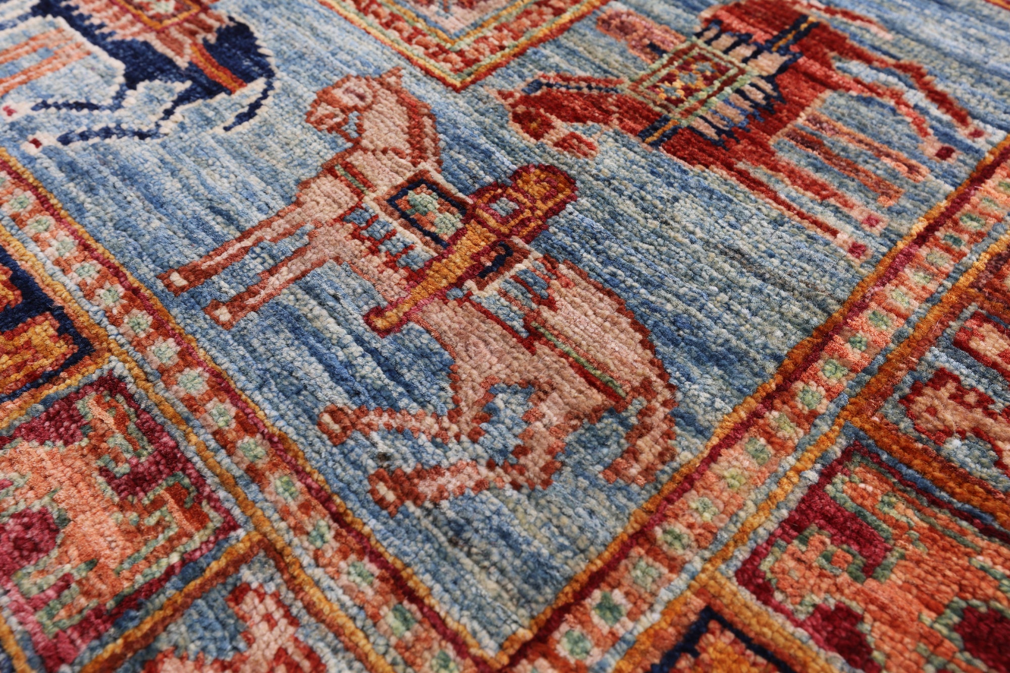 Antiqued Pazyryk Historical Design Handmade Wool Rug - 4' 10" X 6' 6" - Golden Nile