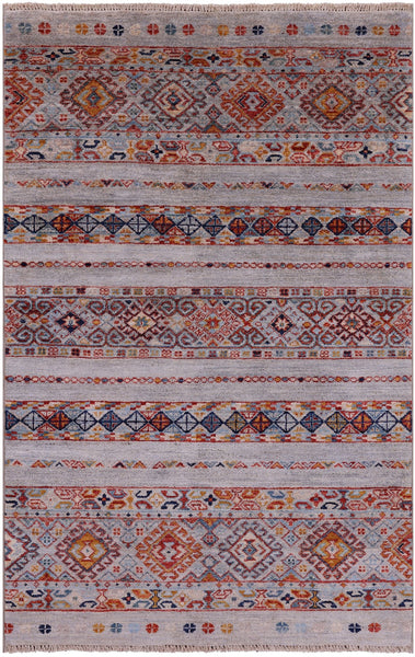 Khorjin Persian Gabbeh Hand Knotted Wool Rug - 3' 2" X 5' 0" - Golden Nile