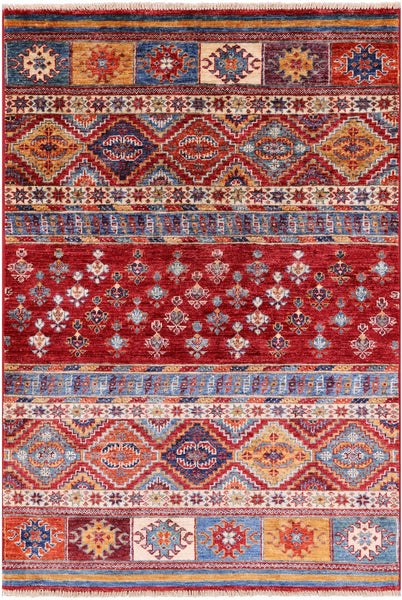 Khorjin Persian Gabbeh Handmade Wool Rug - 3' 3" X 4' 11" - Golden Nile