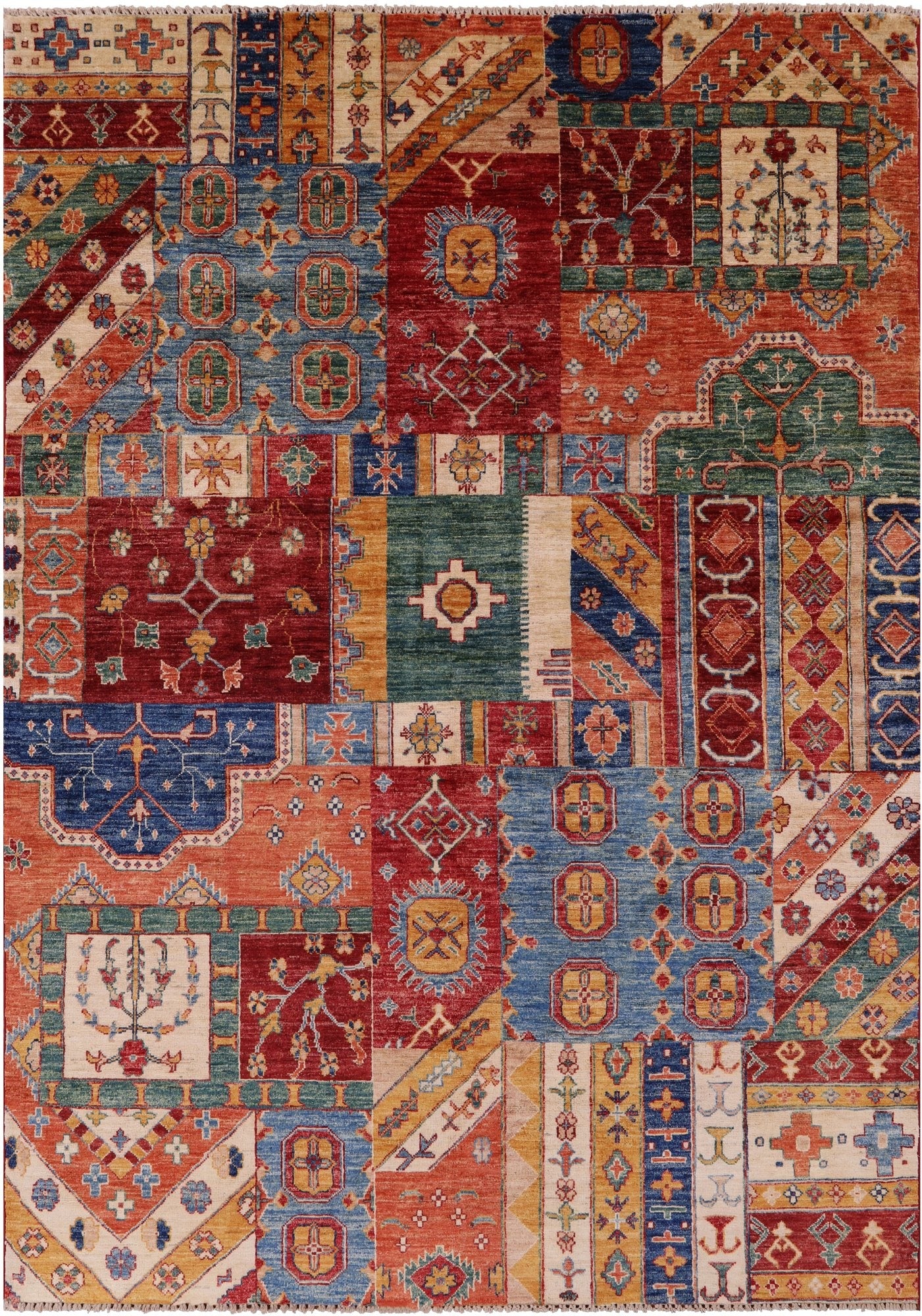 Super Kazak Hand Knotted Wool Rug - 5' 6" X 7' 9" - Golden Nile