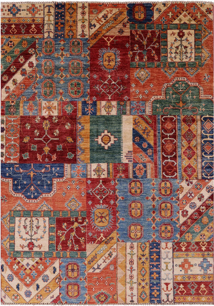 Super Kazak Hand Knotted Wool Rug - 5' 6" X 7' 9" - Golden Nile