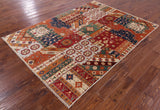 Super Kazak Handmade Wool Rug - 5' 6" X 7' 9" - Golden Nile
