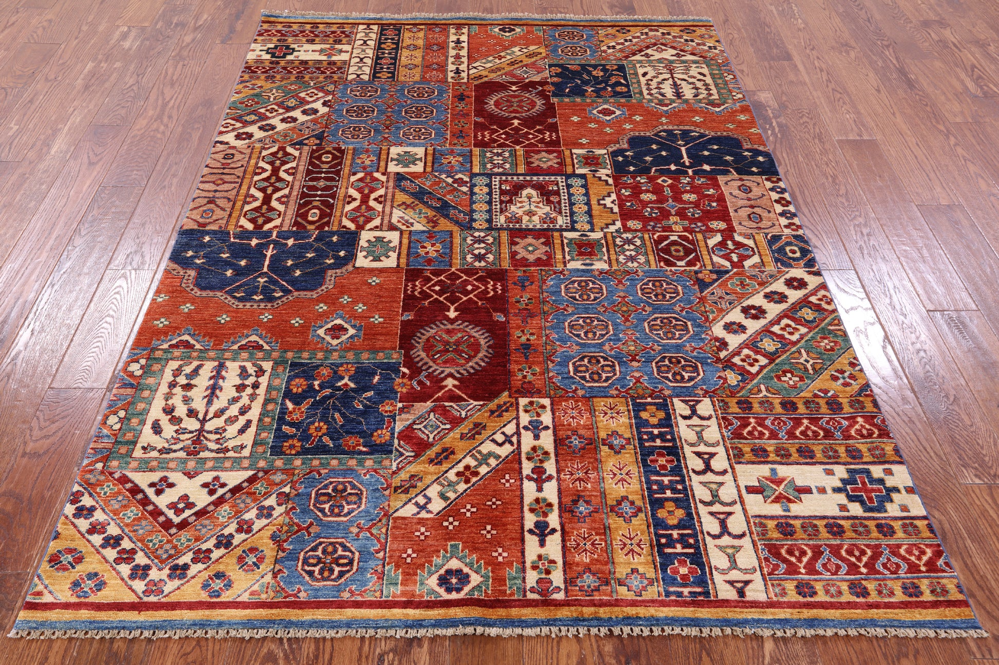 Super Kazak Handmade Wool Rug - 5' 6" X 7' 6" - Golden Nile