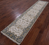 Ivory Turkish Oushak Hand Knotted Wool Runner Rug - 2' 7" X 11' 11" - Golden Nile