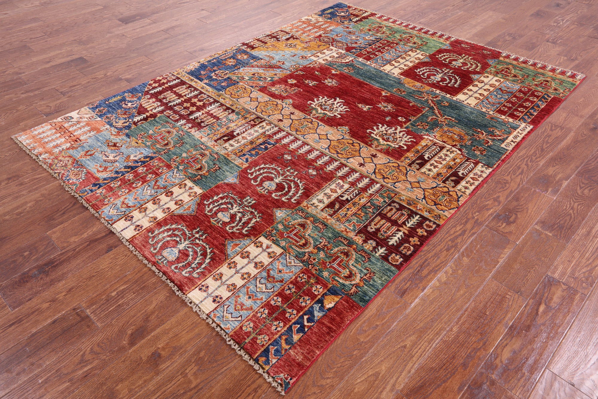 Super Kazak Hand Knotted Wool Rug - 5' 9" X 7' 10" - Golden Nile