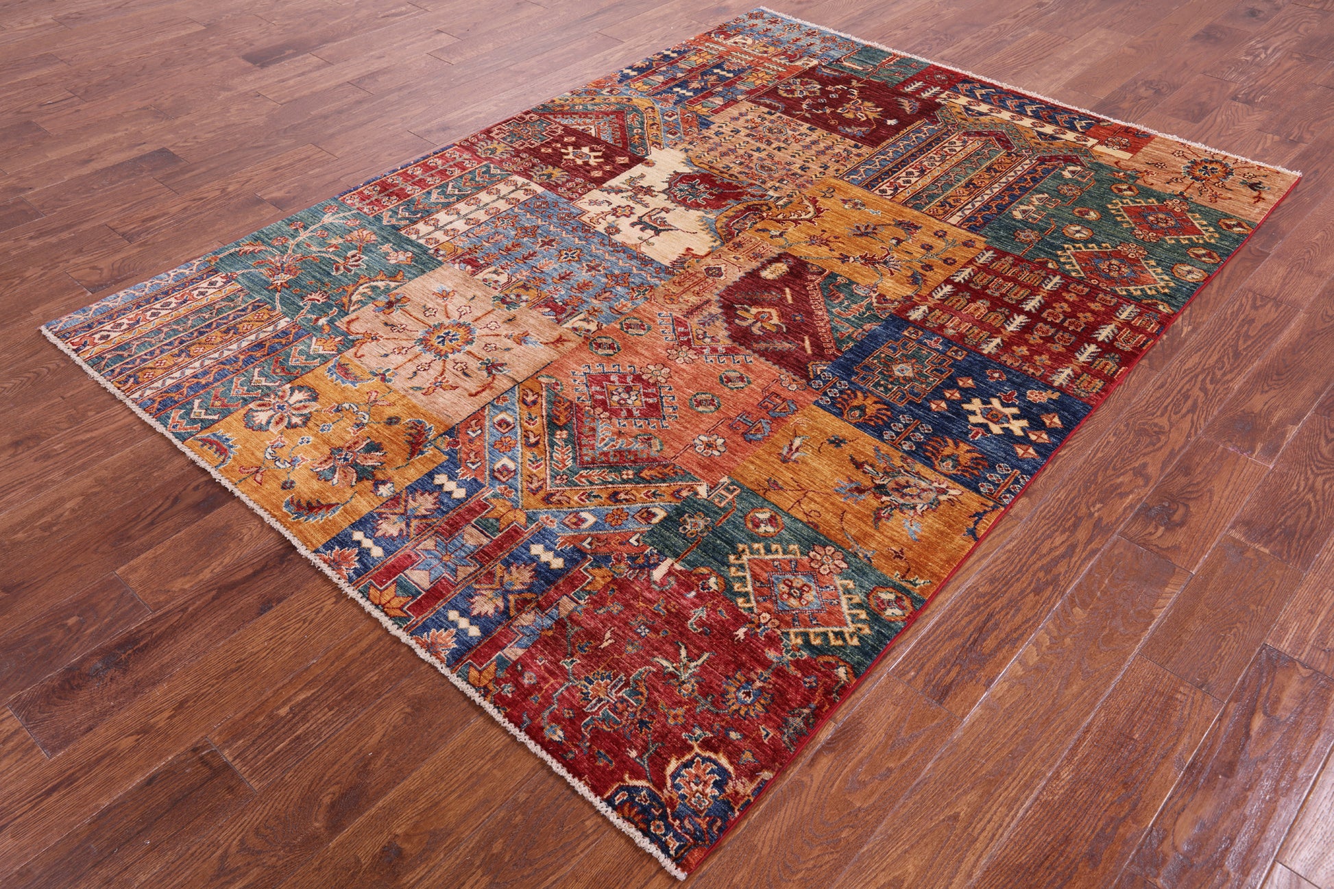 Super Kazak Hand Knotted Wool Rug - 5' 8" X 7' 8" - Golden Nile