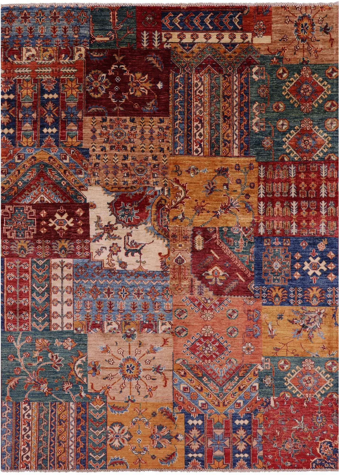 Super Kazak Hand Knotted Wool Rug - 5' 8" X 7' 8" - Golden Nile