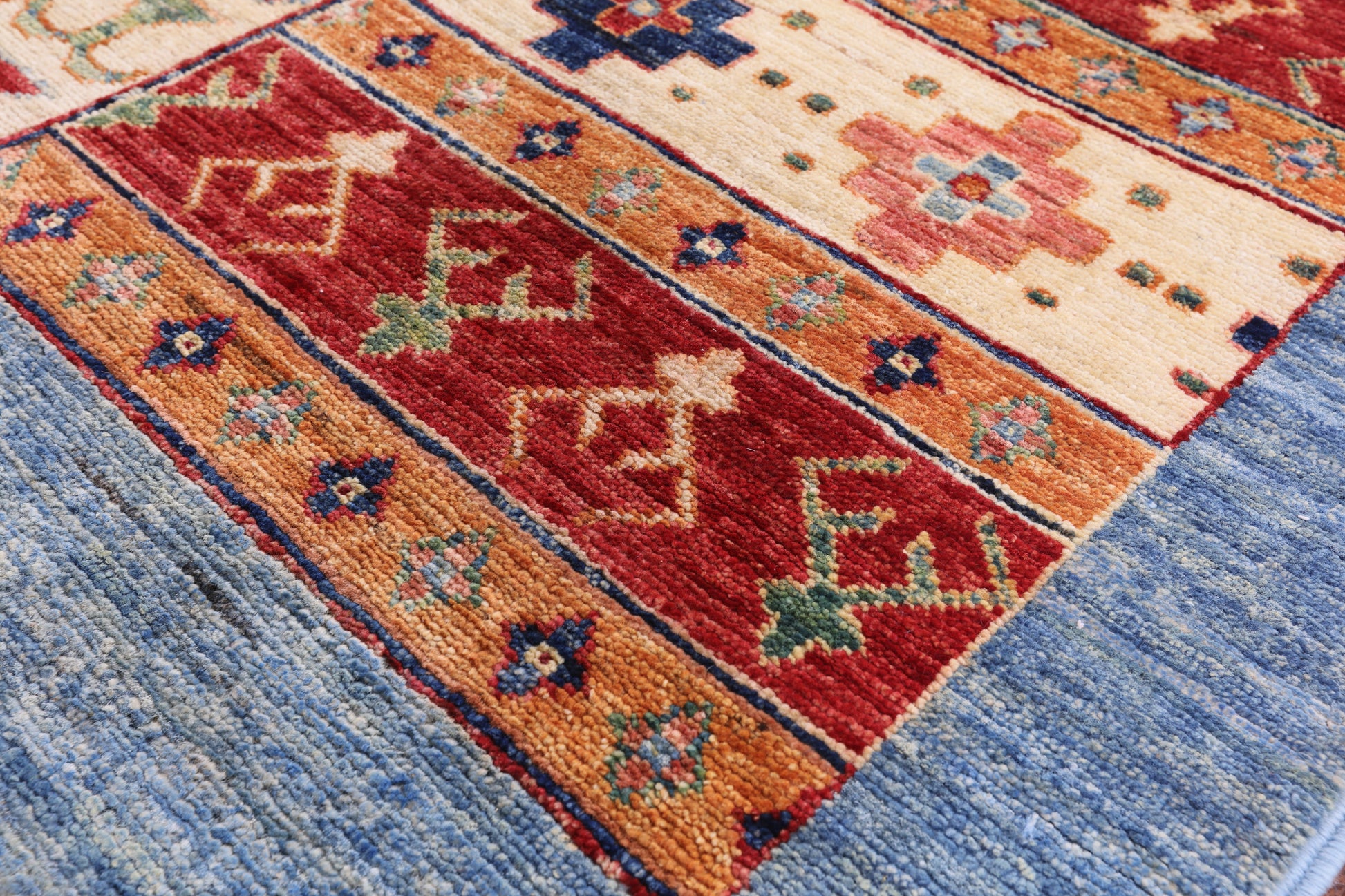 Super Kazak Hand Knotted Wool Rug - 6' 0" X 8' 8" - Golden Nile