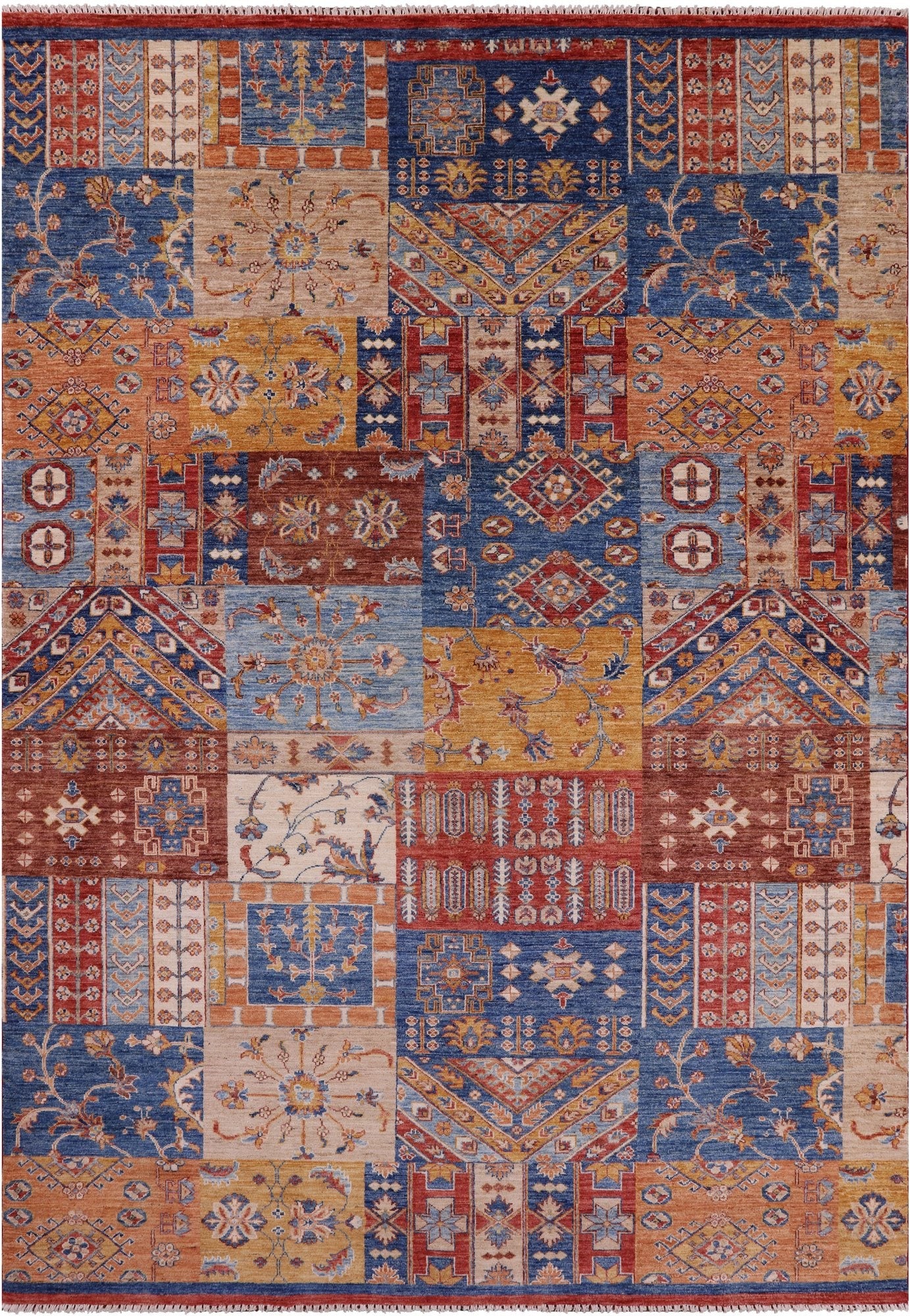 Super Kazak Handmade Wool Rug - 7' 0" X 9' 9" - Golden Nile